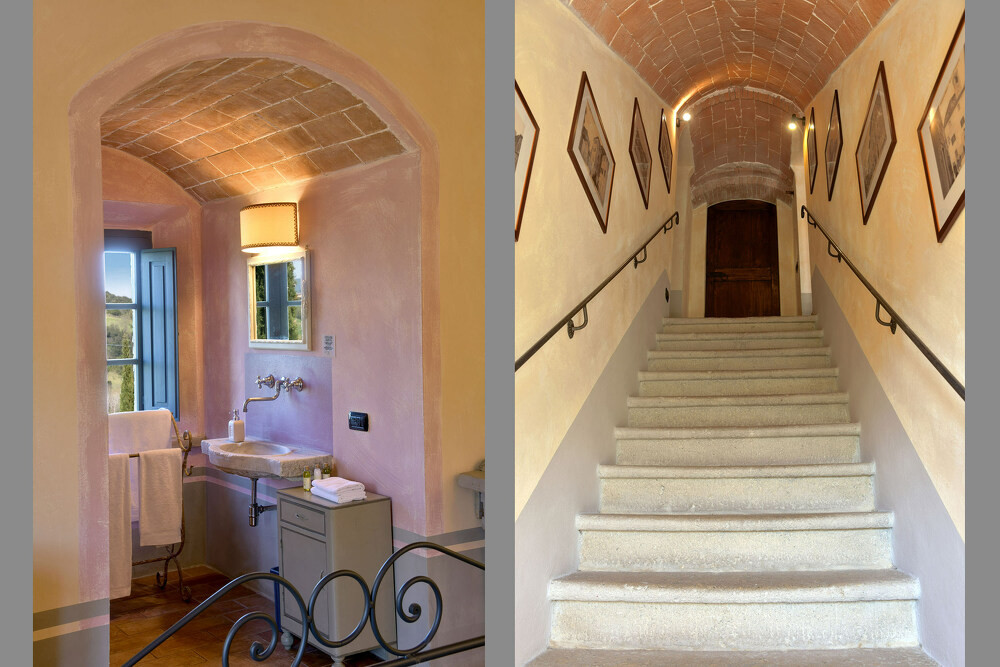 VILLA ASIA-treppenaufgang-kleines-waschbecken-guardistallo-toskana-nord